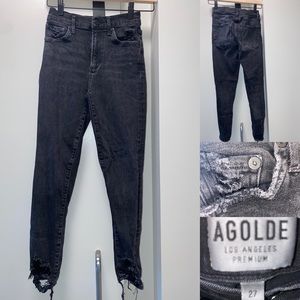 Distressed Agolde Black Wash Jeans